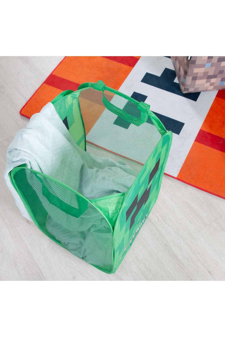 Creeper Laundry Basket Green Pixel Cube, Alternate, color, Multicolored