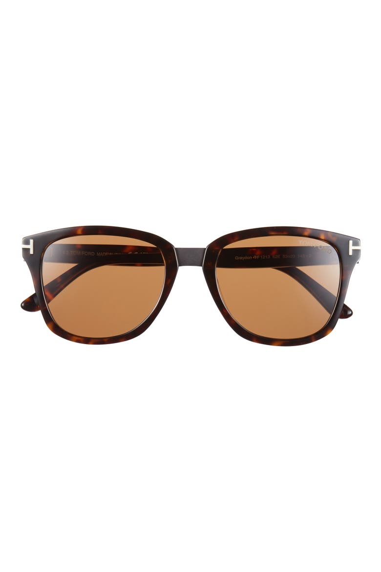 53mm Square Sunglasses, Main, color, DARK HAVANA / BROWN