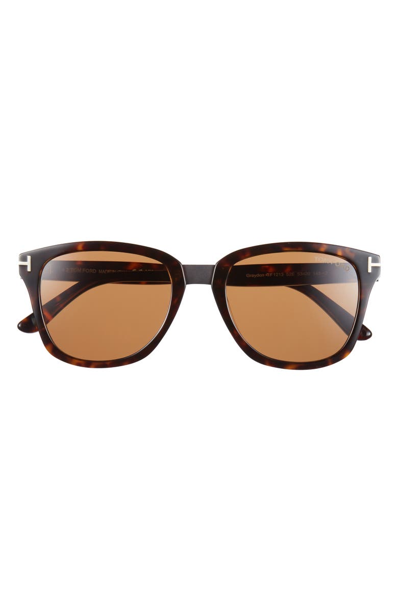 TOM FORD 53mm Square Sunglasses, Main, color, Dark Havana / Brown