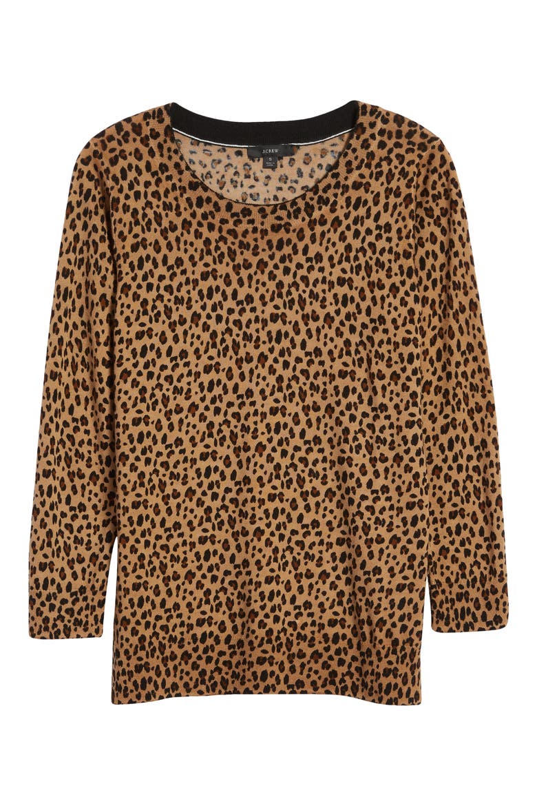 Leopard Print Merino Wool Sweater (Nordstrom Exclusive), Alternate, color, CAMEL MOD LEOPARD