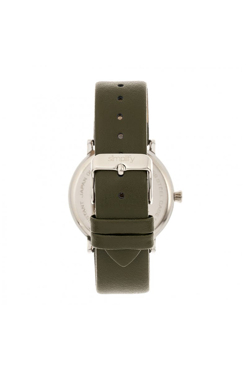 SIMPLIFY The 6200 Leather-Strap Watch, Alternate, color, White/Olive