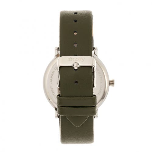 Simplify The 6200 Leather-strap Watch In White/olive
