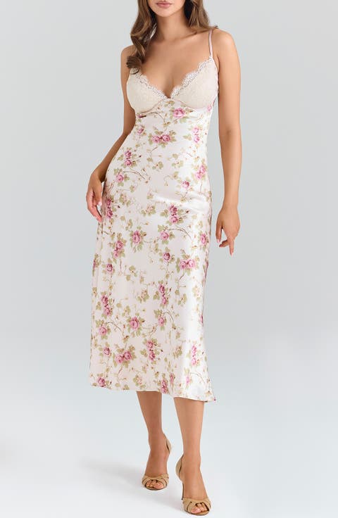 Felicity Bias Cut Satin Midi Dress