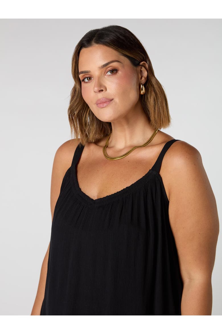 Crinkle Gathered Cami, Alternate, color, Black