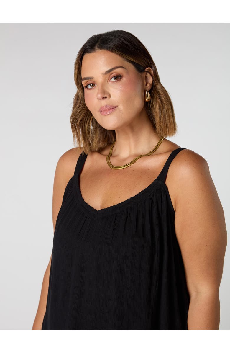 Live Unlimited Crinkle Gathered Cami, Alternate, color, Black