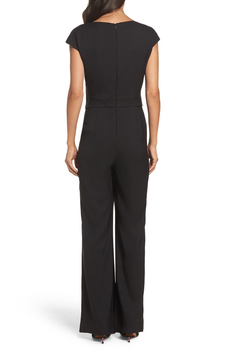 Eliza J Ruffle Sleeve Crepe Jumpsuit, Alternate, color,
