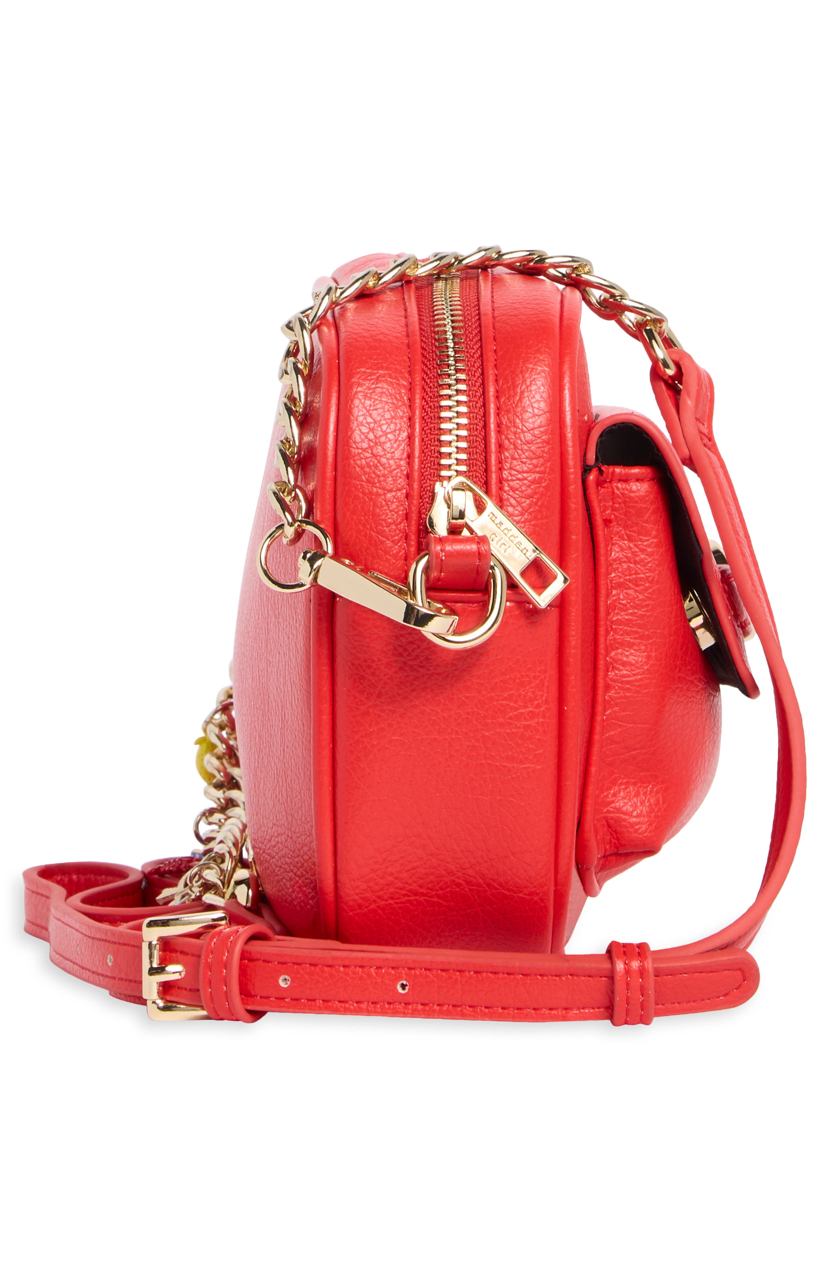 Textured Faux Leather Camera Bag, Alternate, color, SCARLET