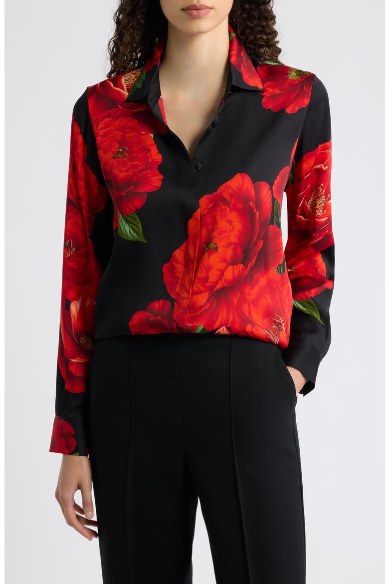 Shae Silk Blend Printed Shirt, Main, color, BLEEDING LOVE