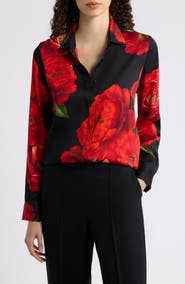 Elie Tahari Shae Silk Blend Printed Shirt