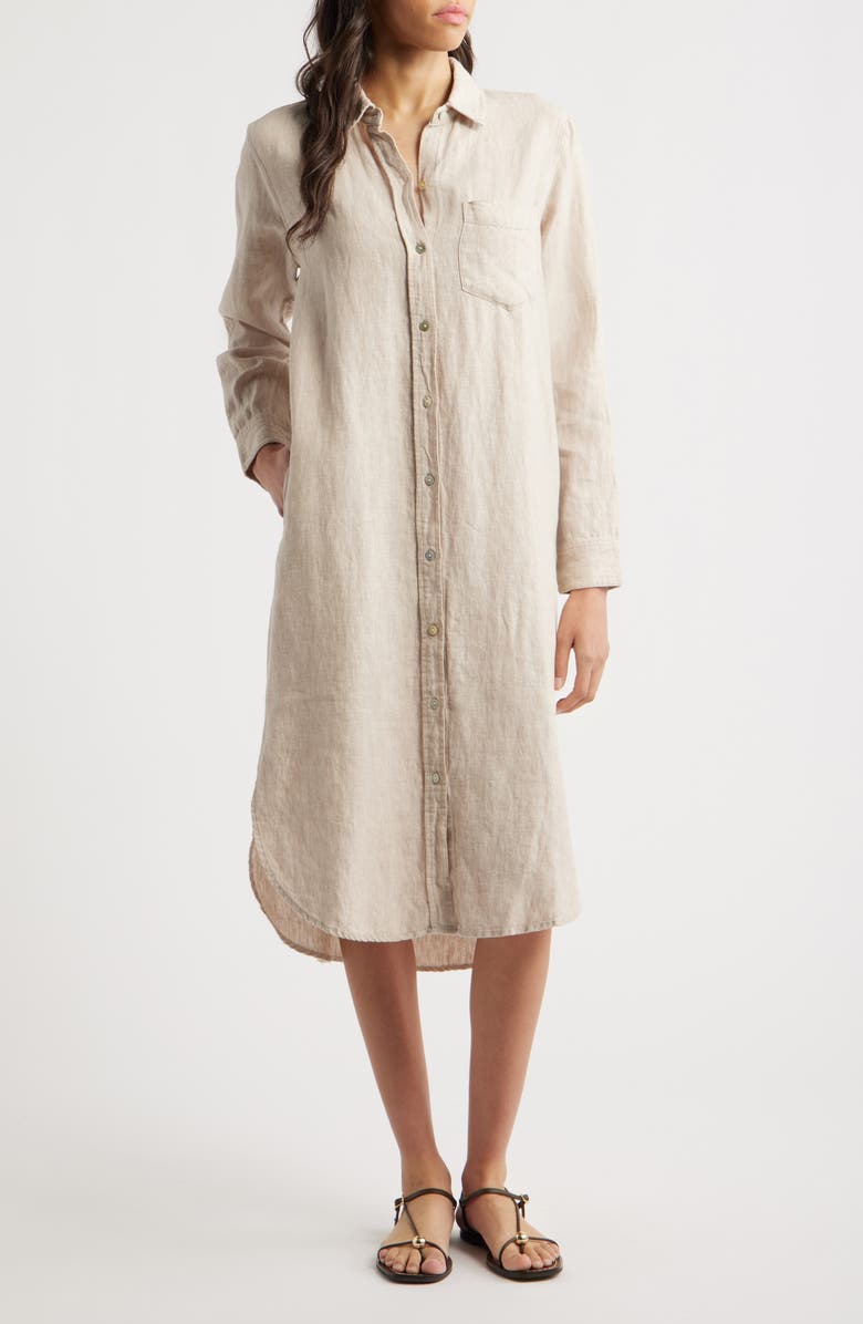 Rails Val Long Sleeve Linen Shirtdress, Main, color, 