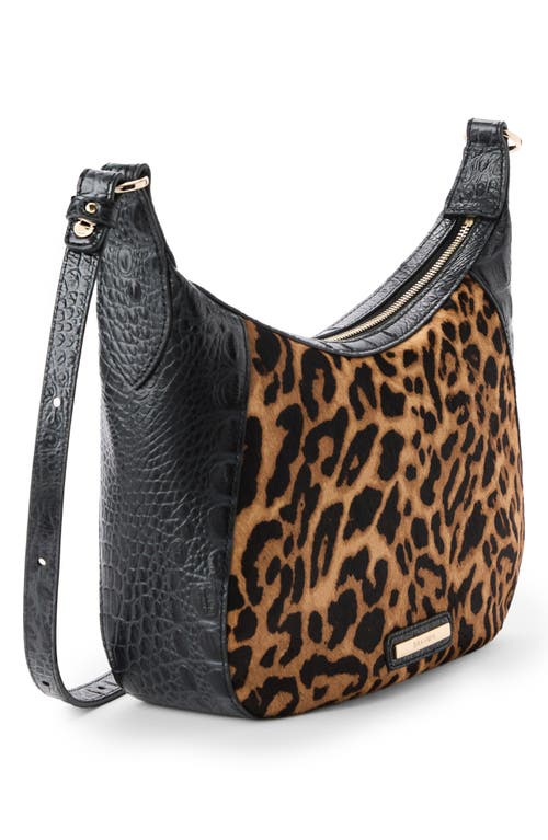 Brahmin Corinne Croc Embossed Leather Crossbody In Black