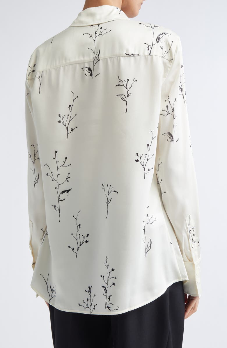 Altuzarra Chika Floral Print Silk Button-Up Shirt, Alternate, color, Ivory Botanical