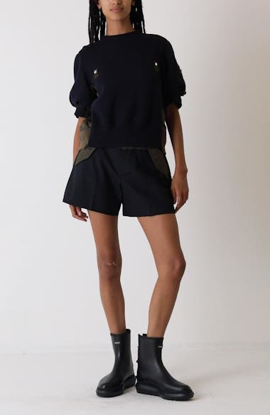 Sacai Suiting Mixed Media Shorts | Nordstrom