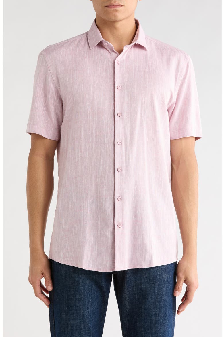 Short Sleeve Sport Shirt, Main, color, RASPBERRY/ FRAMBOISE
