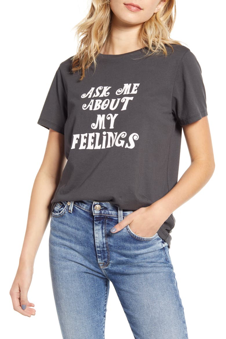 Ask Me About My Feelings Tee, Main, color, BLACK