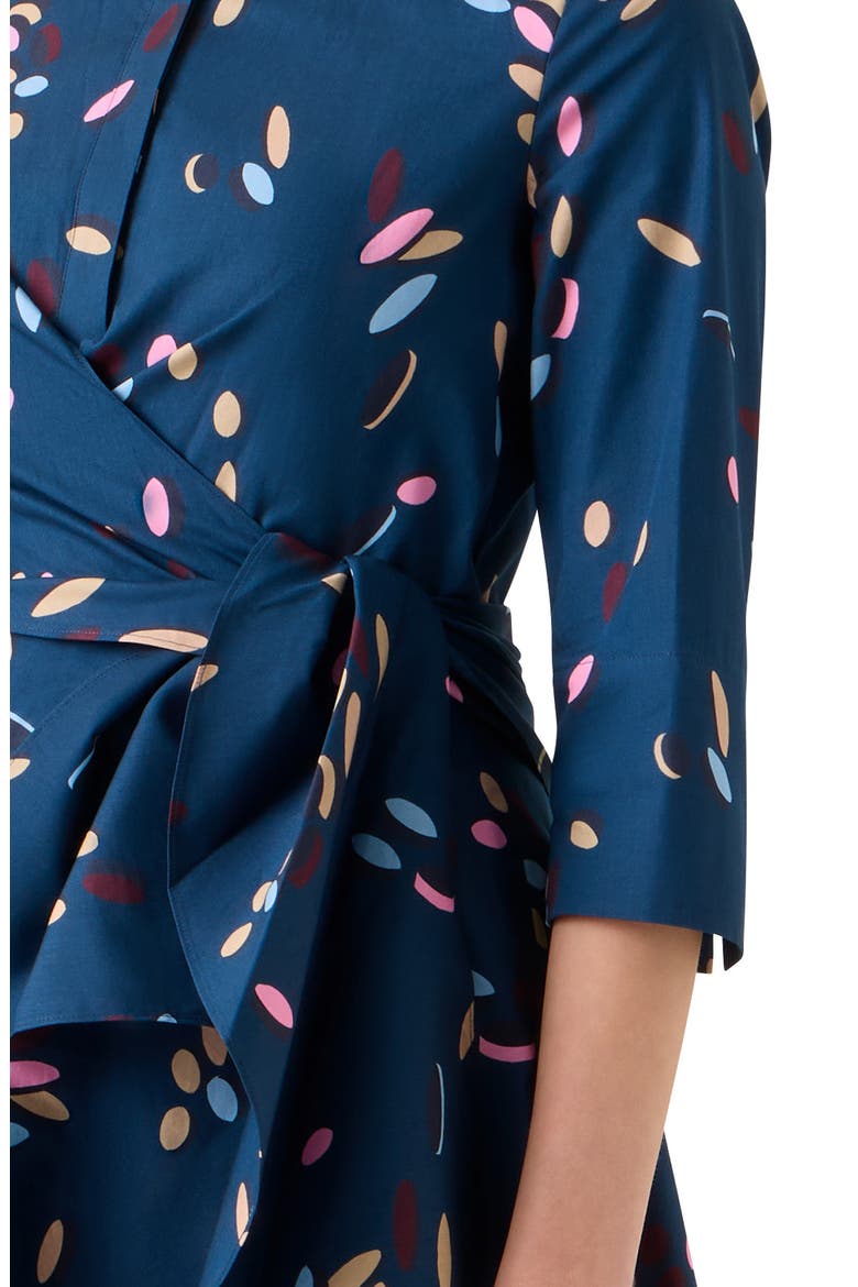Print Cotton Poplin Wrap Shirtdress, Alternate, color, INK MULTICOLOR