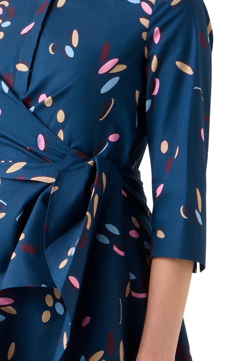 Akris punto Print Cotton Poplin Wrap Shirtdress, Alternate, color, Ink Multicolor