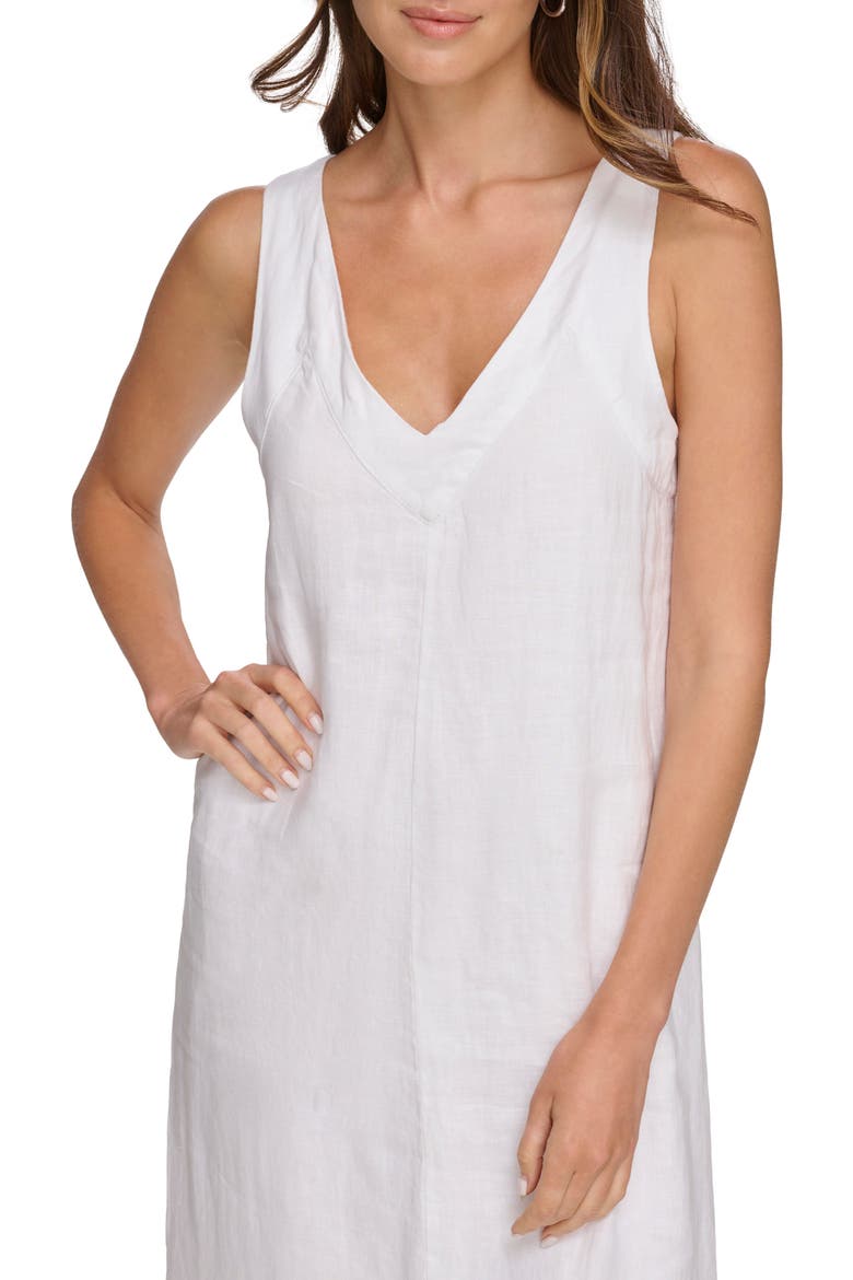 V-Neck Linen Maxi Dress, Alternate, color, WHITE