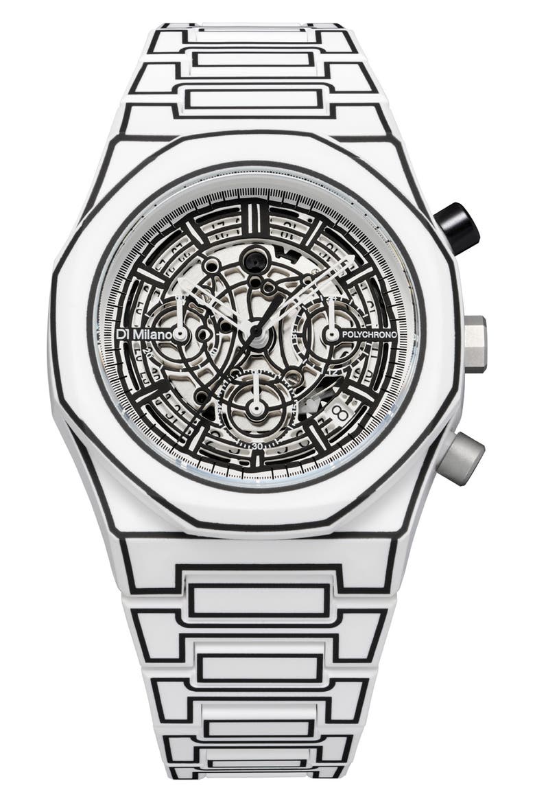 D1 MILANO SKELETON 自動巻き時計 D1 Milano Sketch Skeleton Chronograph Bracelet Watch, 40.5mm (Men