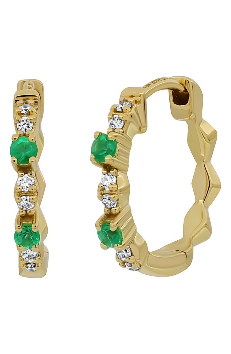 Bony Levy El Mar Emerald & Diamond Hoop Earrings, Main, color, 18K Yellow Gold/ Emerald