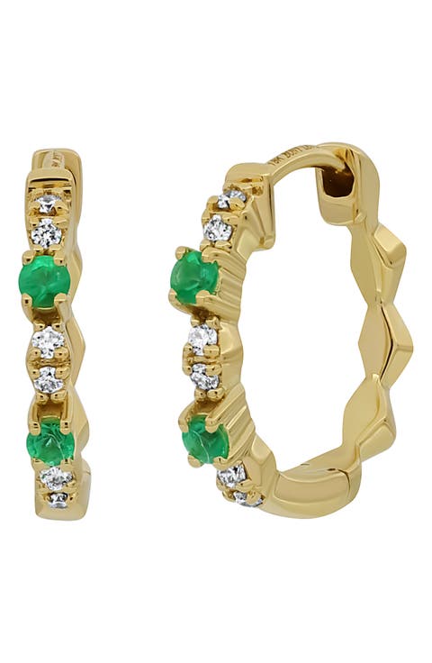 El Mar Emerald & Diamond Hoop Earrings