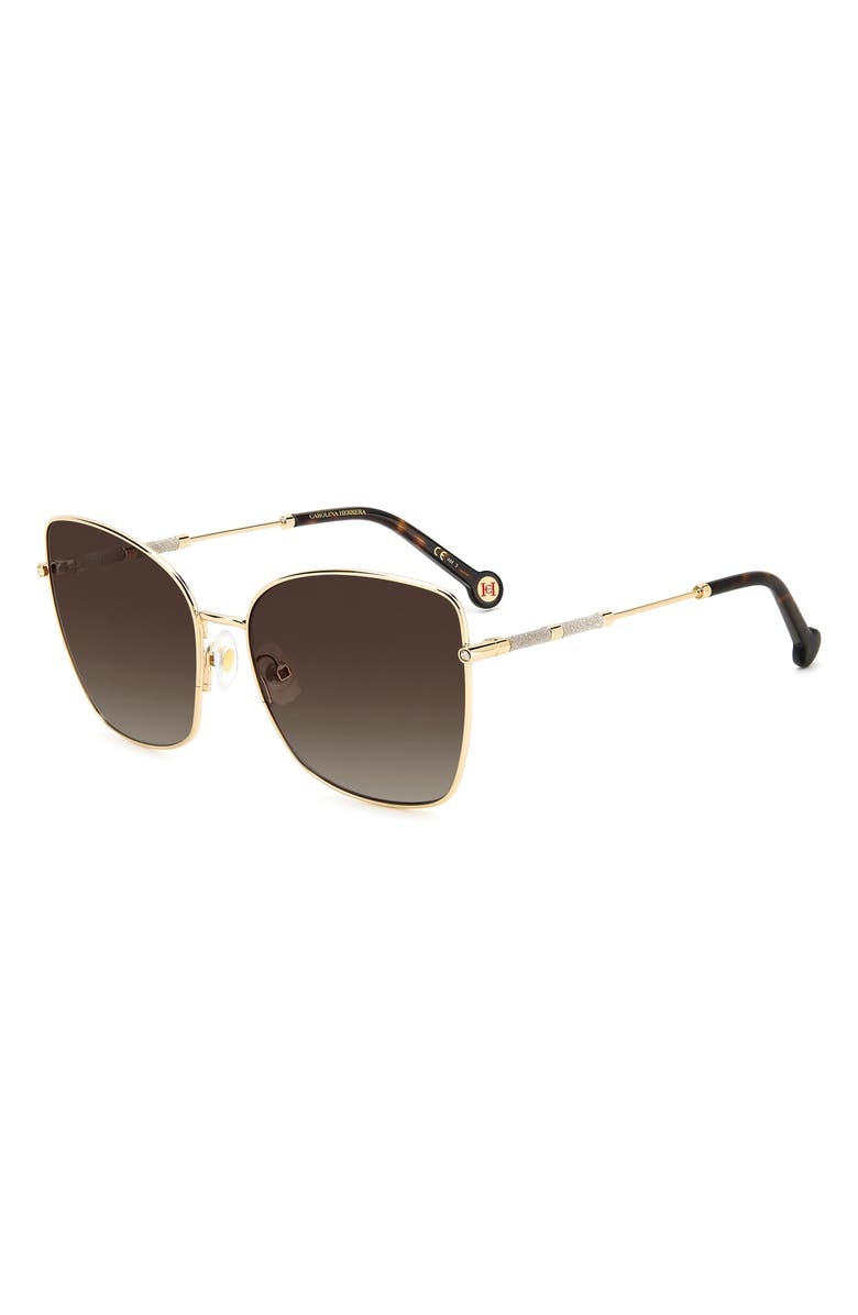 Carolina Herrera 59mm Gradient Butterfly Sunglasses, Alternate, color, Rose Gold