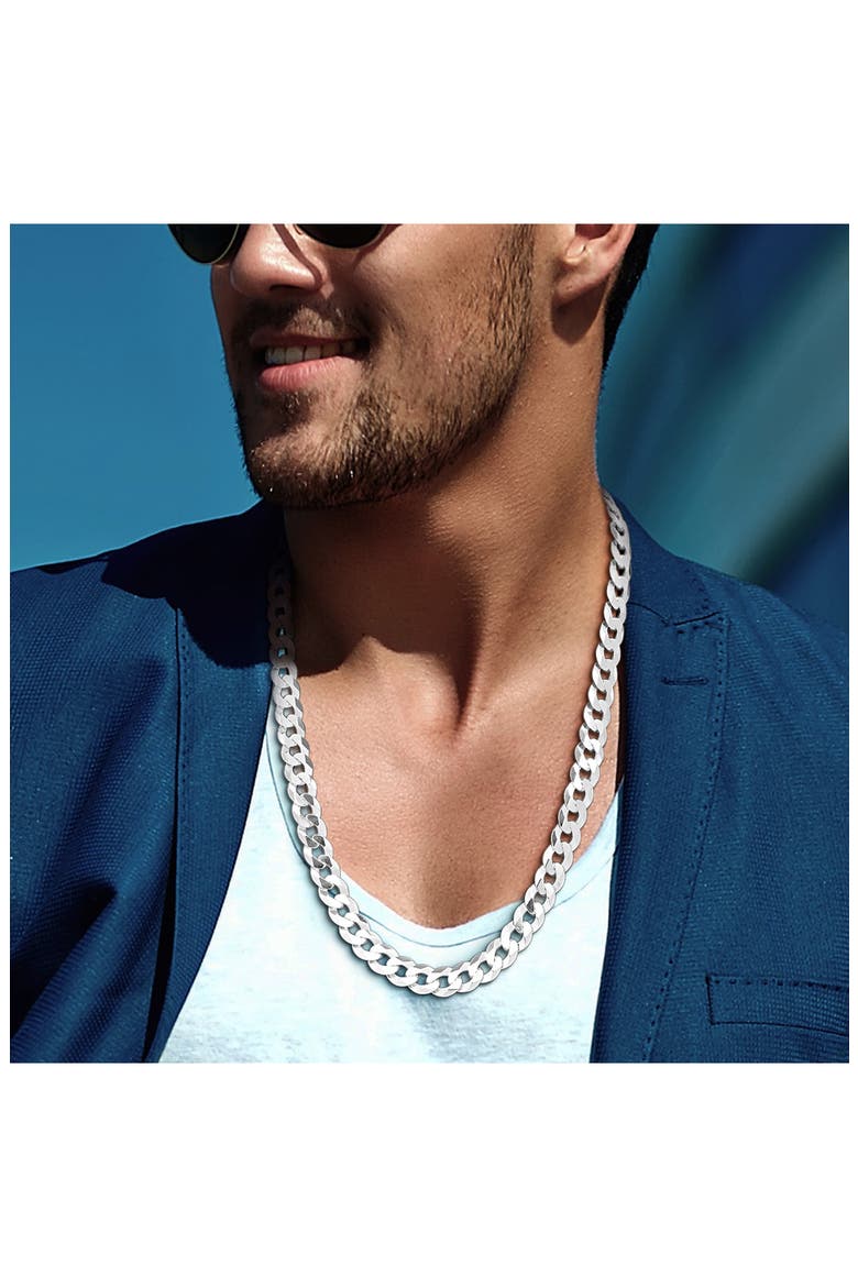 Sterling Silver Bevel Curb Chain Necklace, Alternate, color, SILVER