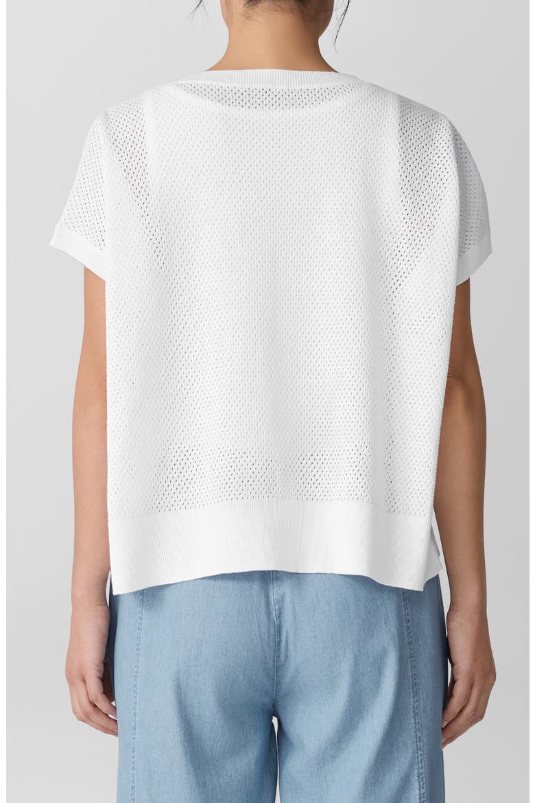 Crewneck Short Sleeve Pointelle Sweater, Alternate, color, WHITE