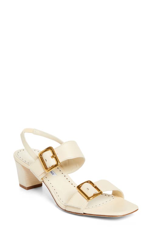 Manolo Blahnik Thalitsli 50 Leather Slingback Sandals In Light Cream