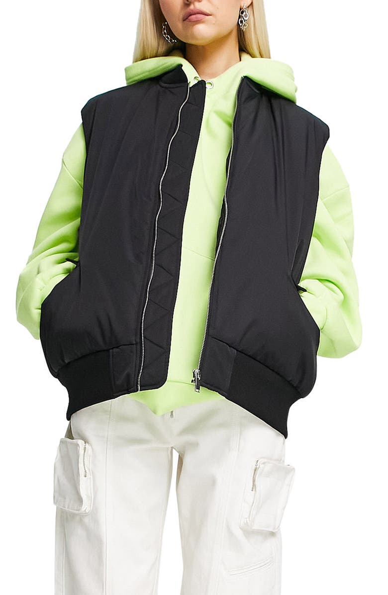Topshop Bomber Vest, Main, color, 