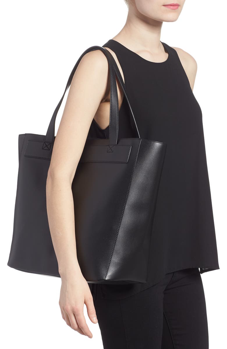 BP. Stitched Faux Leather Tote, Alternate, color,