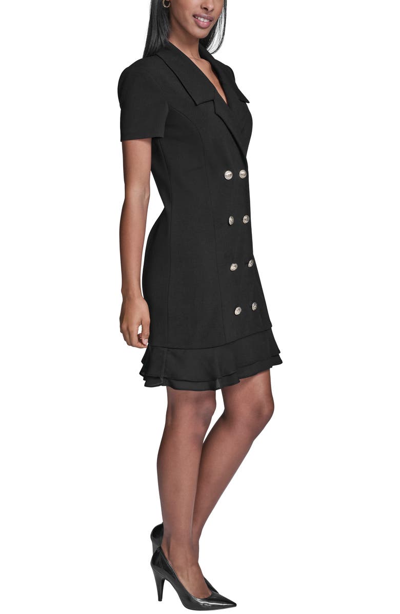 KARL LAGERFELD Double Breasted Ruffle Hem Blazer Minidress, Alternate, color, Black