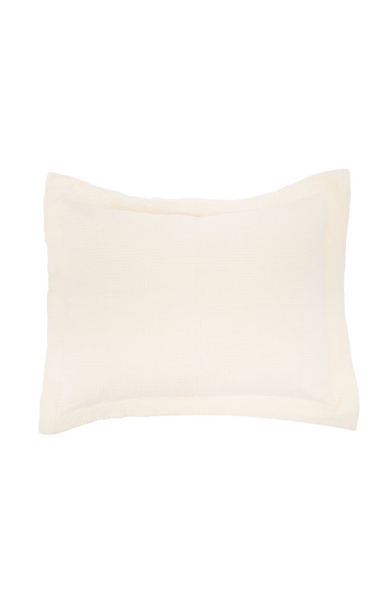 ELISABETH YORK 20" x 26" Delfina Ivory Cotton Standard Sham - Machine Washable, Main, color, Off-White