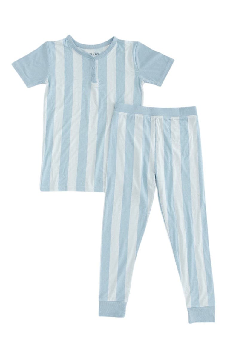 Little Kid's Cotton Candy Stripes Pajama Set, Main, color, Blue