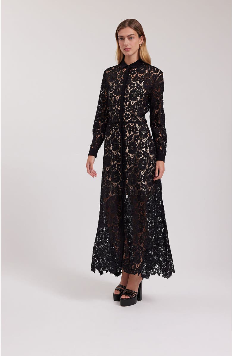 Anne Fontaine Violeta Semi-Sheer Floral Lace Long Dress, Alternate, color,