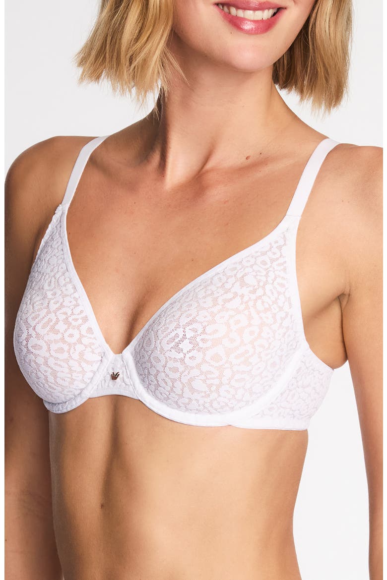 Unlined Underwire Plunge Bra, Alternate, color, WHITE