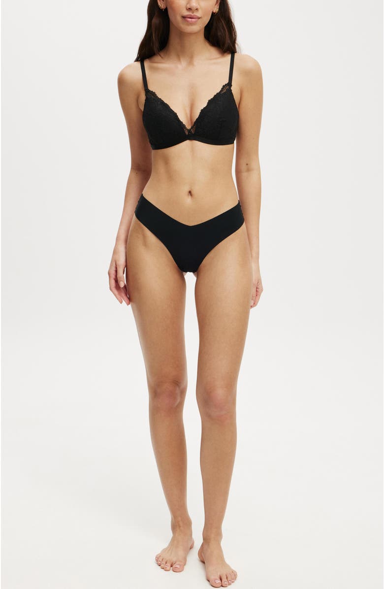 COTTON ON BODY Women's Everyday Lace Fixed Cup Wirefree Bra, Alternate, color, Black