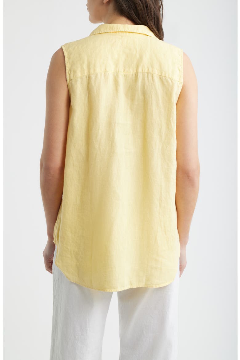 Finley Sleeveless Linen Button-Up Shirt, Alternate, color, SUNSHINE