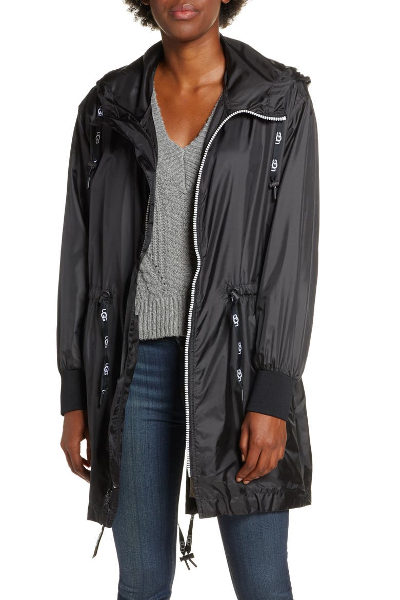 Brittany Hooded Water Resistant Parka, Main, color, BLACK