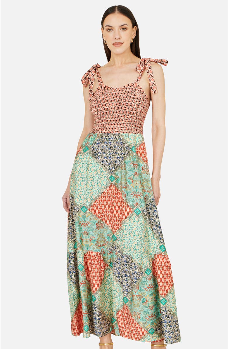 Yumi Viscose Patchwork Ruched Maxi dress, Alternate, color, Multi