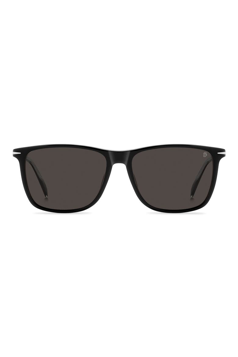 1219/S/US 57mm Polarized Rectangle Sunglasses, Main, color, BLACK/ GREY PZ