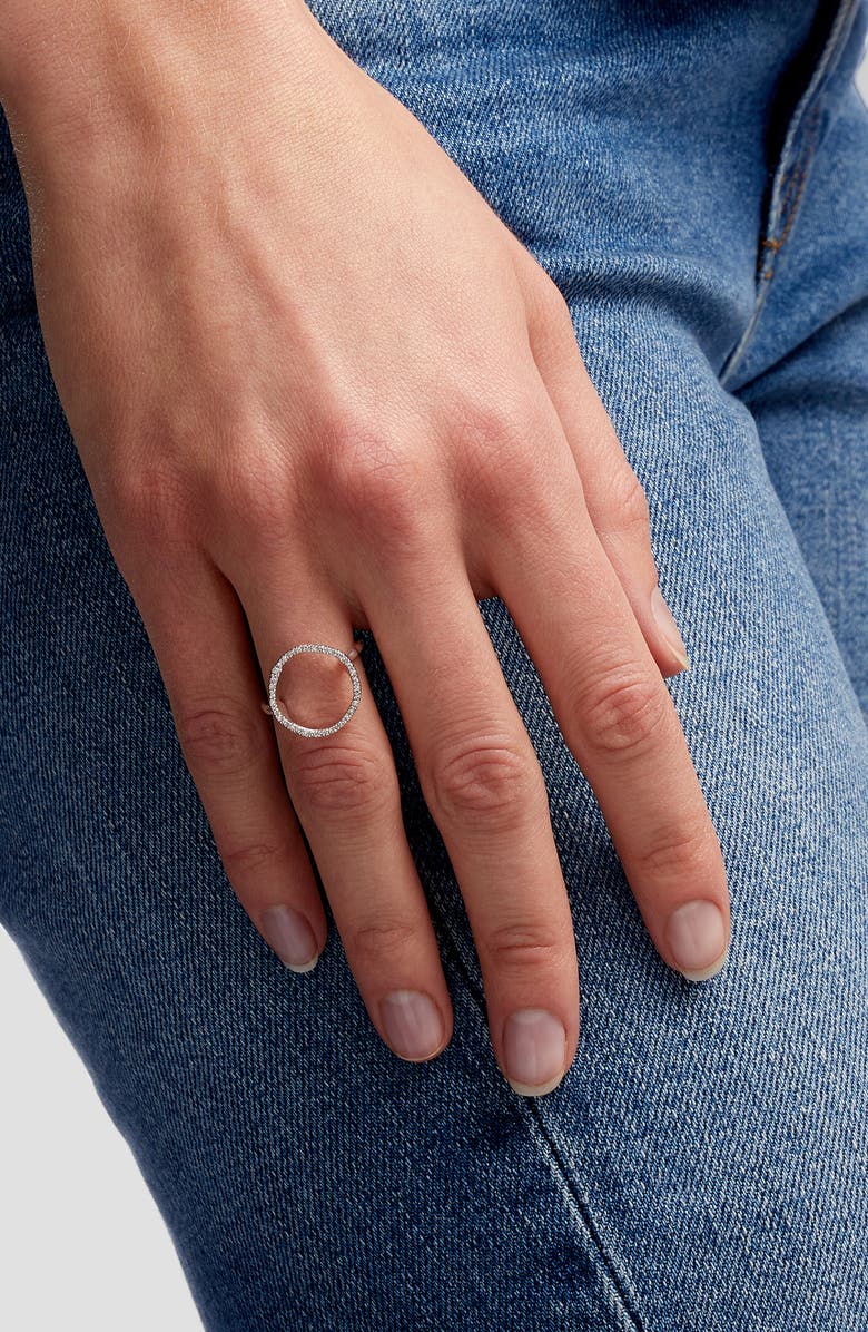 Monica Vinader Riva Circle Diamond Ring, Alternate, color, Silver/ Diamond