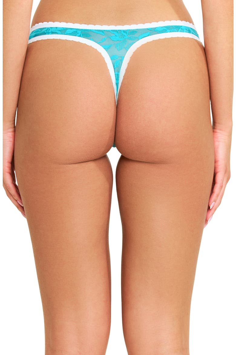 Azlin Lace Thong, Alternate, color, TEAL TROPIC