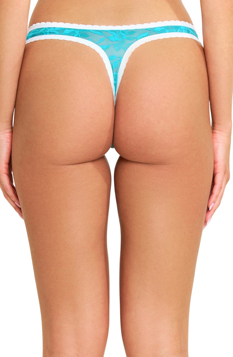 Honeydew Azlin Lace Thong, Alternate, color, Teal Tropic