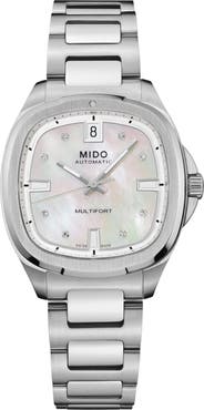 MIDO Multifort Diamond Square Automatic Bracelet Watch, 35mm