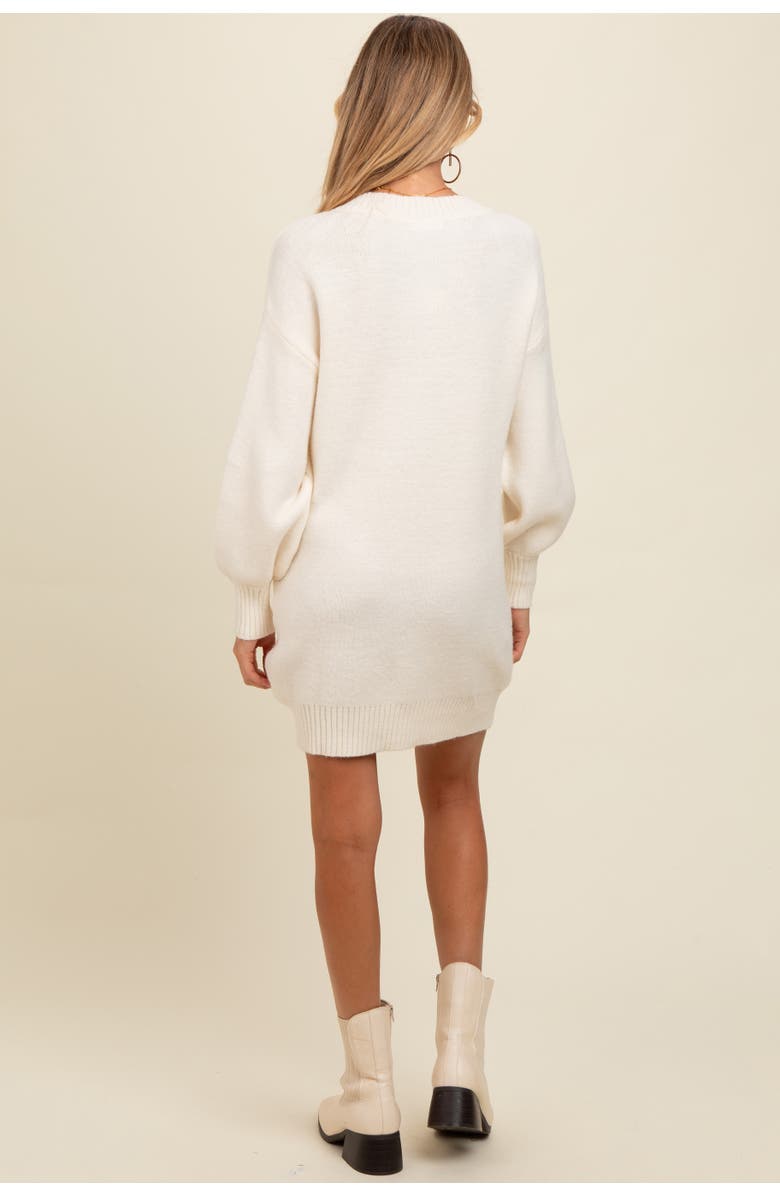 PinkBlush Half Button Up Mini Sweater Dress, Alternate, color, Cream