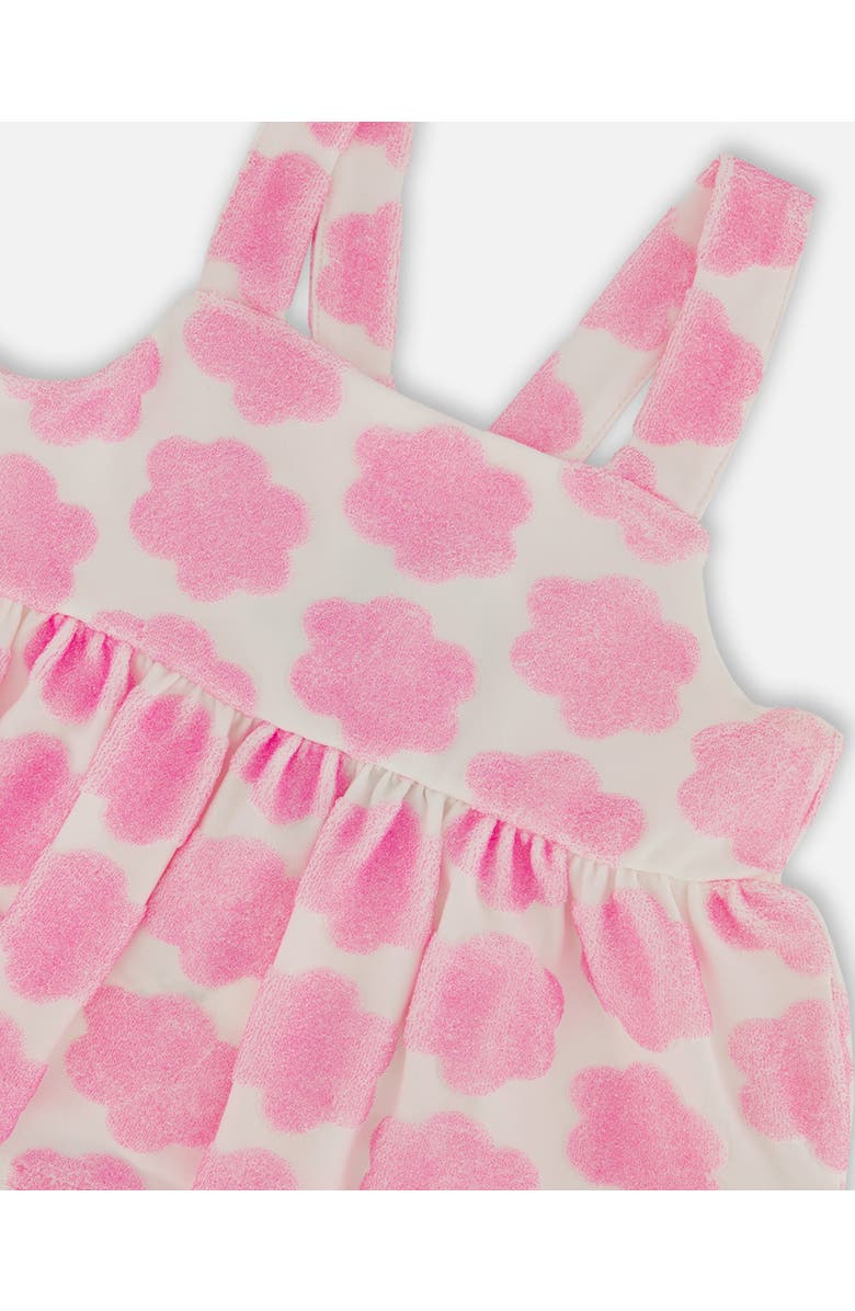 Deux par Deux Girl's Printed Terry Tank Top And Shorts Set Vibrant Pink And White, Alternate, color,