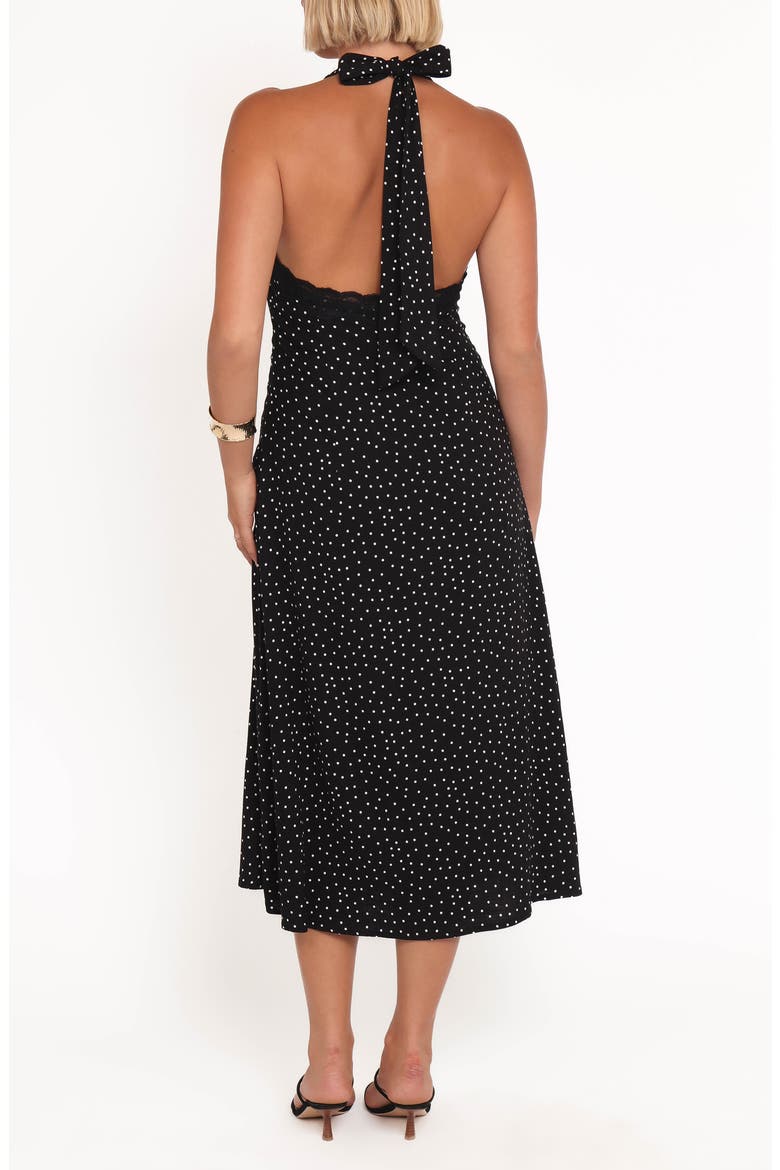 Stasia Halter Midi Dress, Alternate, color, BLACK WHITE