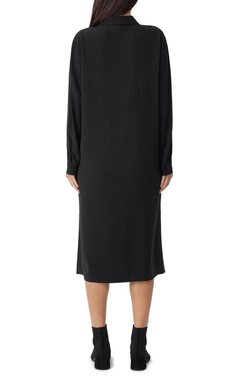 Eileen Fisher Spread Collar Long Sleeve Georgette Crepe Silk Shirtdress, Alternate, color, 