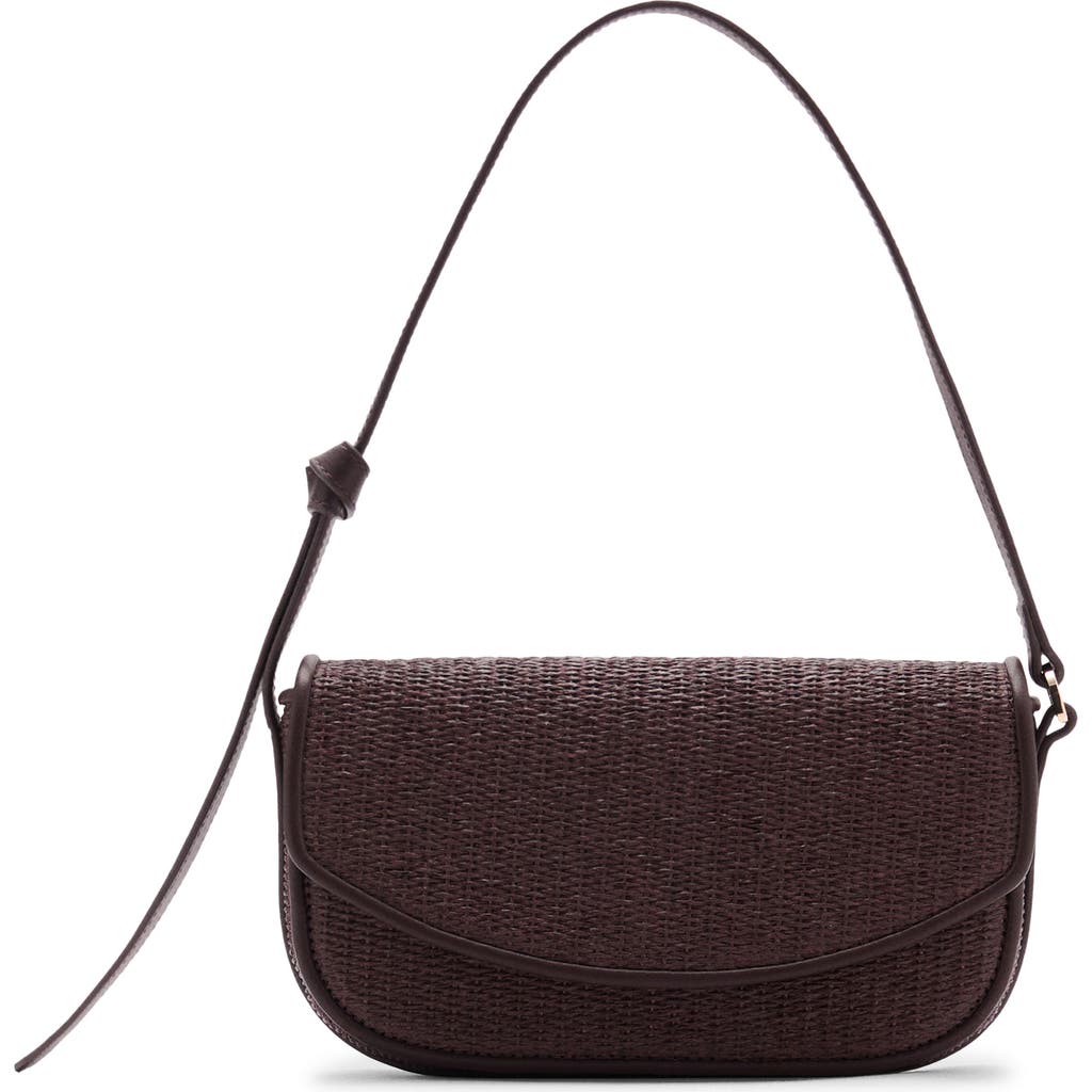 Mango Raffia Shoulder Bag With Flap Chocolate